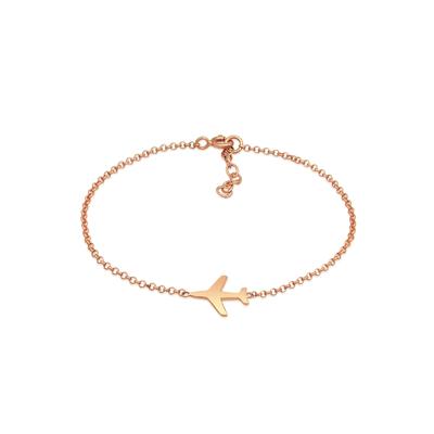 Armband ELLI "Flugzeug Reise 925 Silber" Gr. 16, rosa (rosegold), Armbänder, Damen, 16cm, ohne Stein, Silber 925 (Sterlingsilber) Image