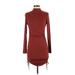 BB Dakota by Steve Madden Casual Dress - Bodycon Turtleneck Long sleeves: Burgundy Print Dresses - Women's Size Small