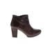 Easy Spirit Ankle Boots: Brown Print Shoes - Women's Size 8 - Round Toe