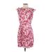 Express Cocktail Dress - Party Crew Neck Short sleeves: Pink Floral Dresses - Women's Size Small