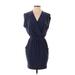 Label Rachel Roy Casual Dress - Sheath: Blue Solid Dresses - Women's Size X-Small