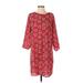 Casual Dress - Shift: Red Floral Motif Dresses - Women's Size Small