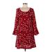 Maeve Casual Dress - Shift Scoop Neck 3/4 sleeves: Red Polka Dots Dresses - Women's Size Medium