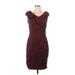 KM Collections by Milla Bell Cocktail Dress - Sheath: Burgundy Marled Dresses - Women's Size 6