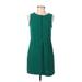 J.Crew Cocktail Dress - Mini Crew Neck Sleeveless: Green Print Dresses - Women's Size 2