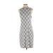 Romeo & Juliet Couture Casual Dress - Sheath Mock Sleeveless: Gray Grid Dresses - Women's Size Small