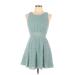 Mudd Casual Dress - A-Line: Teal Damask Dresses - Women's Size Large