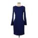 Banana Republic Casual Dress - Sheath Crew Neck Long sleeves: Blue Print Dresses - Women's Size 8