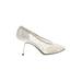 Stuart Weitzman for Mr. Seymour Heels: Slip-on Stilleto Cocktail Party Silver Shoes - Women's Size 6 - Almond Toe