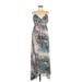 Jennifer Lopez Casual Dress - Maxi: Gray Acid Wash Print Dresses - Women's Size Medium