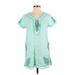 Calypso St. Barth Casual Dress - Shift Tie Neck Short sleeves: Green Dresses - Women's Size Small