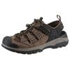 Sandale SKECHERS "TRESMEN-MENARD", Herren, Gr. 44, braun (braun, schwarz), Lederimitat, Textil, sportlich, Schuhe, Sommerschuh, Klettschuh, Outdoorsandale, mit LuxeFoam-Innensohle