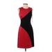 Calvin Klein Casual Dress - Sheath: Red Color Block Dresses - Women's Size 2