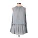 Ramy Brook Casual Dress - DropWaist Crew Neck Sleeveless: Gray Solid Dresses - Women's Size Large