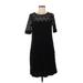 Louie et Lucie Casual Dress - Party Crew Neck Short sleeves: Black Solid Dresses - Women's Size Medium