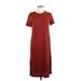 Jessica Simpson Casual Dress - Midi Crew Neck Short sleeves: Burgundy Print Dresses - Women's Size Medium