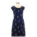 Lands' End Casual Dress - Mini Scoop Neck Short sleeves: Blue Print Dresses - Women's Size 4