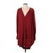 Free People Casual Dress - Mini V Neck Long sleeves: Burgundy Print Dresses - Women's Size X-Small