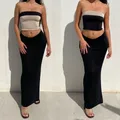 Robe longue et jupe fendue en Y pour femmes ensemble de batterie sexy tube de vacances à la plage