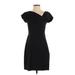 J.Crew Factory Store Cocktail Dress - Party V Neck Short sleeves: Black Print Dresses - Women's Size 0