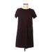 Ann Taylor LOFT Casual Dress - Shift: Burgundy Dresses - Women's Size 6 Petite