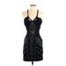 Bebe Casual Dress - Party Plunge Sleeveless: Black Solid Dresses - Women's Size X-Small