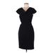 Calvin Klein Casual Dress - Sheath V Neck Short sleeves: Black Print Dresses - Women's Size 8