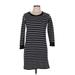 J.Crew Casual Dress - Sweater Dress: Black Stripes Dresses - Women's Size Medium