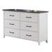 Red Barrel Studio® Kiasia 48 Inch Wide Dresser, 6 Drawers, White & Gray Top Wood in Brown/Gray/White | 33.87 H x 47.62 W x 18 D in | Wayfair