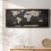 17 Stories Vintage World Map - Floater Frame Print on Canvas Canvas, Solid Wood in Black/Gray | 20 H x 50 W x 1.5 D in | Wayfair