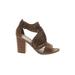 Just Fab Heels: Brown Solid Shoes - Women's Size 7 1/2 - Open Toe