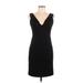 Lulus Casual Dress - Sheath Plunge Sleeveless: Black Solid Dresses - Women's Size Large