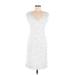 Marina Casual Dress - Sheath V Neck Short sleeves: Silver Print Dresses - Women's Size 6