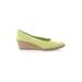 Easy Street Wedges: Green Print Shoes - Women's Size 9 1/2 - Almond Toe