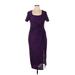 Shein Casual Dress - Sheath Scoop Neck Short sleeves: Purple Print Dresses - Women's Size 1X