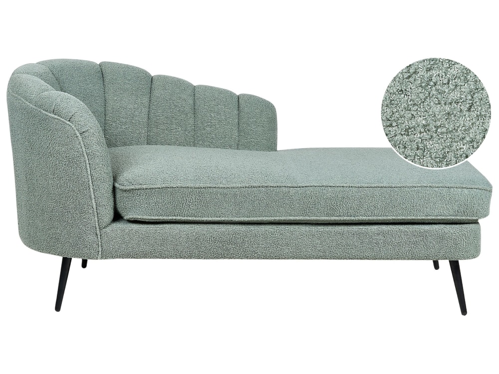 Chaise longue côté gauche bouclé vert