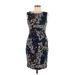 Lands' End Casual Dress - Sheath High Neck Sleeveless: Blue Print Dresses - Women's Size 6