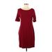 Karen Scott Sport Casual Dress - Sheath: Burgundy Solid Dresses - Women's Size Medium