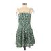 Zaful Casual Dress - A-Line Square Sleeveless: Green Floral Dresses - Women's Size 6