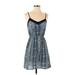 Forever 21 Casual Dress - Mini V Neck Sleeveless: Blue Dresses - Women's Size Small