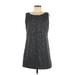 L.L.Bean Casual Dress - A-Line Scoop Neck Sleeveless: Gray Dresses - Women's Size 6 Petite