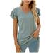 Dolkfu Tunic Shirts for Women Cutout Ruffled Sleeve V-Neck Tunics Womens Resort Wear 2024