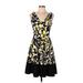 Nine West Casual Dress - A-Line V Neck Sleeveless: Yellow Dresses - Women's Size 10