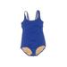 Lands' End One Piece Swimsuit: Blue Print Swimwear - Women's Size 10