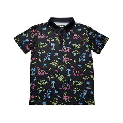 Boy's Neon Dinosaur Golf Polo