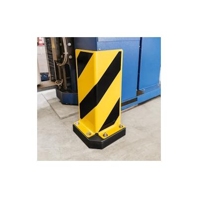 PROREGAL Anfahrschutz Swing mit PU-Federelement | Winkel | HxBxT 40x16x16cm | Kunststoffbeschichteter Stahl 5mm | Schwarz-Gelb Image