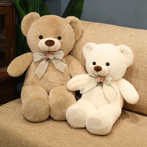 60/80cm kawaii Blume Teddybär Plüsch Kissen gefüllt weiche Fliege Bär Plüsch tier Spielzeug schönes Valentinstag Geschenk für Freundin