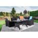 Pemberly Row 3-Piece Patio PE Wicker/Rattan Conversation Set in Black