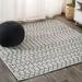 JONATHAN Y Trebol Moroccan Geometric Textured Weave Indoor/Outdoor Area Rug Light Gray/Black 5 3 Square Geometric 5 Square Outdoor Indoor Living