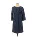 Draper James Casual Dress - Shift Crew Neck 3/4 sleeves: Blue Print Dresses - Women's Size 8